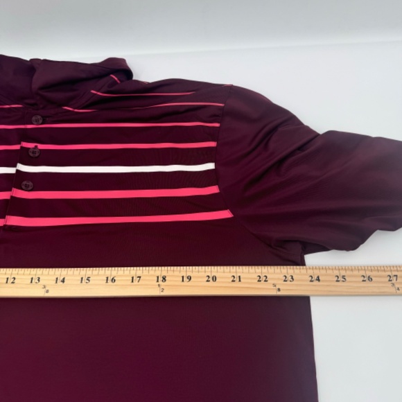 Under Armour Polo Shirt Men Large Maroon Loose Fit Heatgear Performance Golf - Picture 8 of 9